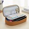 Wrapables Simple Large Capacity Double Compartment Pencil Case, Pencil Pouch for Stationery Tools, Khaki